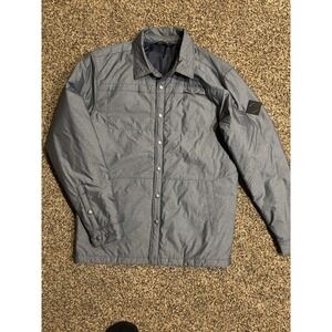 The North Face ThermoBall Shirt Jacket Gray Men Medium Snap Quilted Shacket D14